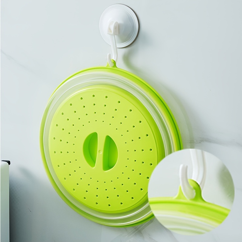 dropship Microwave Cover For Food; 1pc Microwave Splatter Cover; Heating Folding Cover; Silicone Fresh-keeping Cover; Oil-proof Splash-proof Cover With Hook Cooking Lid