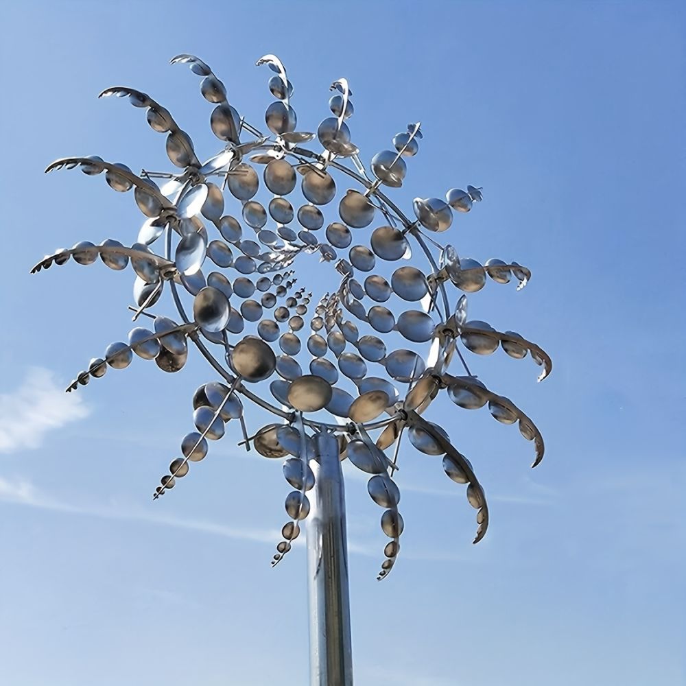 dropship Outdoor Metal Windmill For Yard And Garden Decoration, Dynamic Wind Sculpture, Easy To Install, Beautiful And Durable, Wind Power Rotates Sculpture, Creative Garden Windmill Decoration