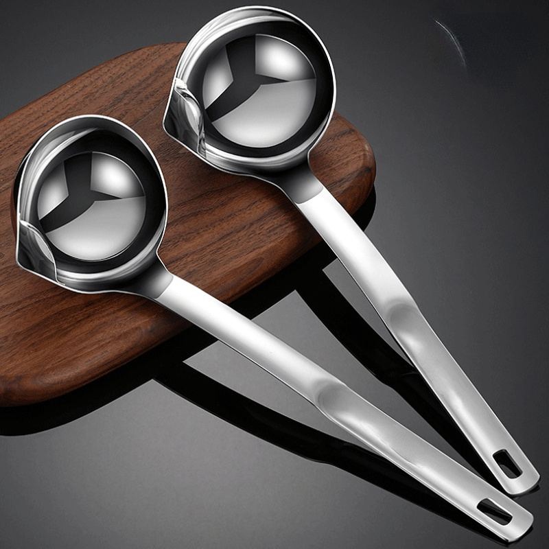dropship 1pc 304 Stainless Steel Oil Filter Spoon; Oil Separating Ladle; Kitchen Gadget