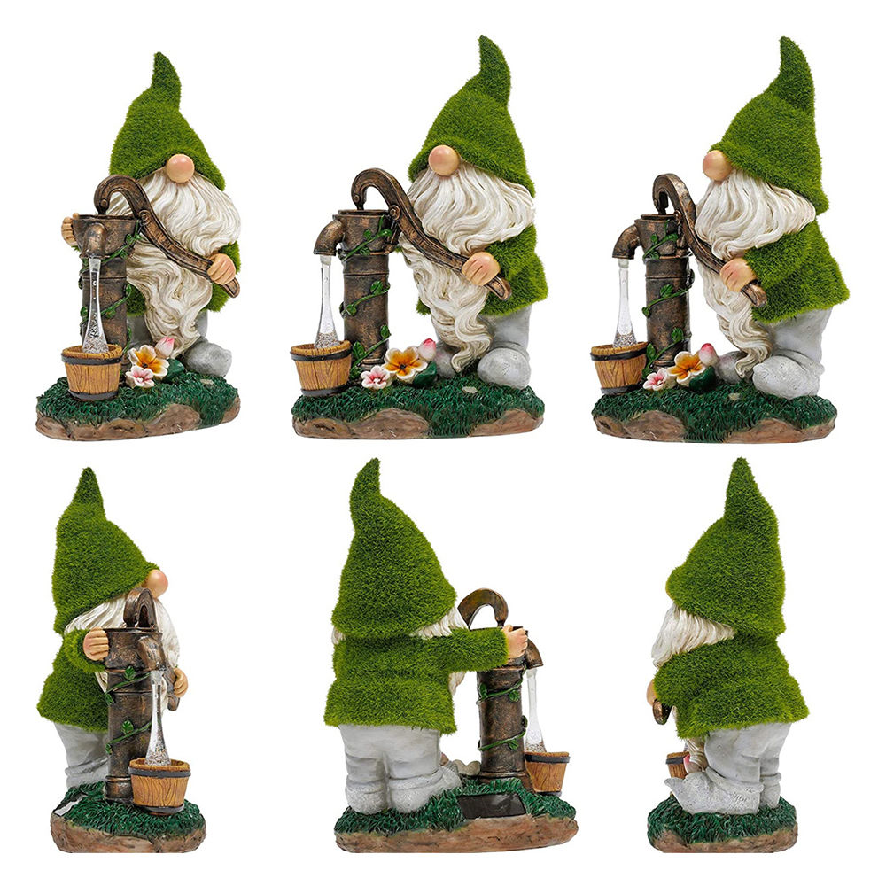 dropship Cartoon Gnome Dwarf Statue Garden Lighting Waterproof Resin Figurines Solar Light Outdoor Lawn Courtyard Night Decorative Lamp