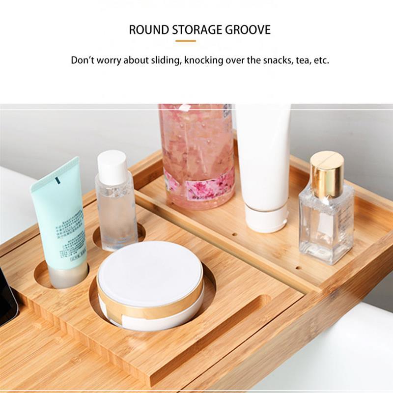 dropship Bathtub Serving Tray Bamboo Bath Bridge Useful Storage Rack Shelf Telescopic Tablet Holder For Bathroom Home Bathtub Rack