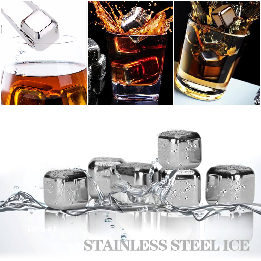 dropship Stainless Steel Ice Cubes Reusable Chilling Stones For Whiskey Wine Keep Your Drink Cold Longer Chilling Party Bar Tool