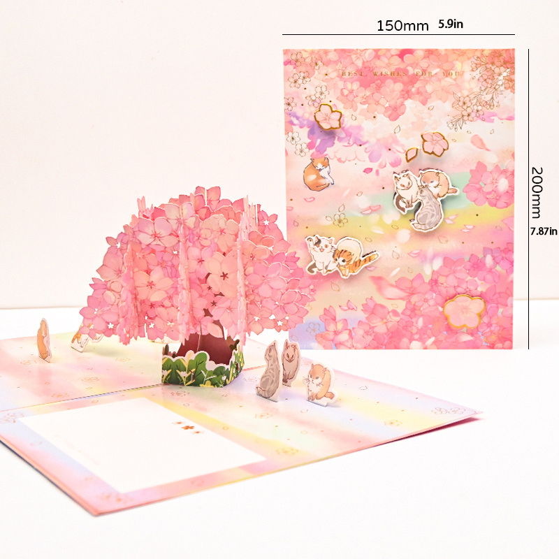 dropship 1pc Ziyi 3D Pop Up Greeting Card With Envelope Graduation Tanabata Gift Birthday Small Card Creative Handwritten Gift Blessing Card
