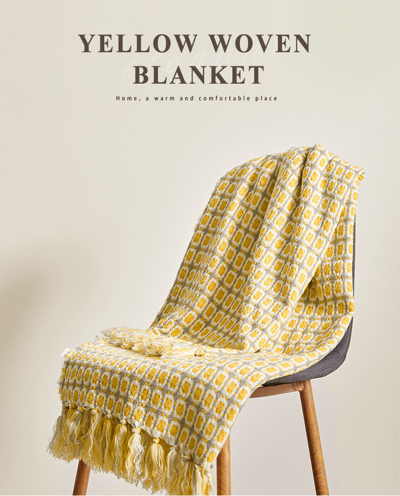 dropship Tassel Thread Blanket Geometry Woven Office Air Conditioner Lunch Break Towel Blanket Shawl Sofa Bedroom Vintage Lattice Splice