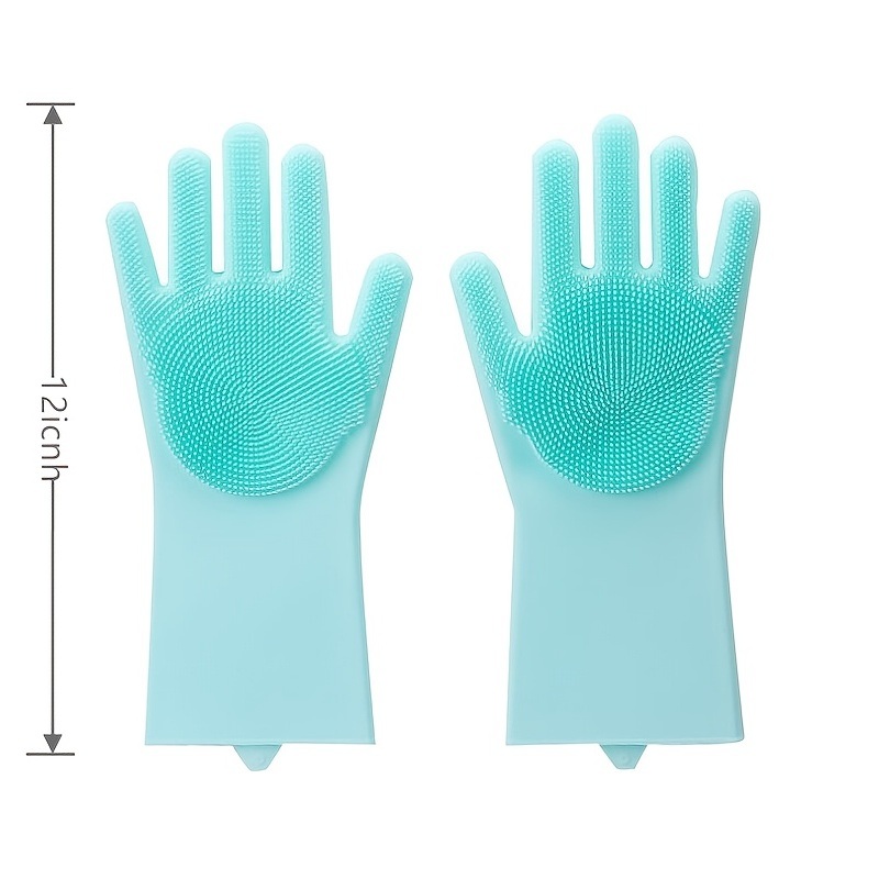 dropship 1 Pair Dishwashing Cleaning Gloves Magic Silicone Rubber Dish Washing Glove For Household Scrubber Kitchen Clean Tool Scrub