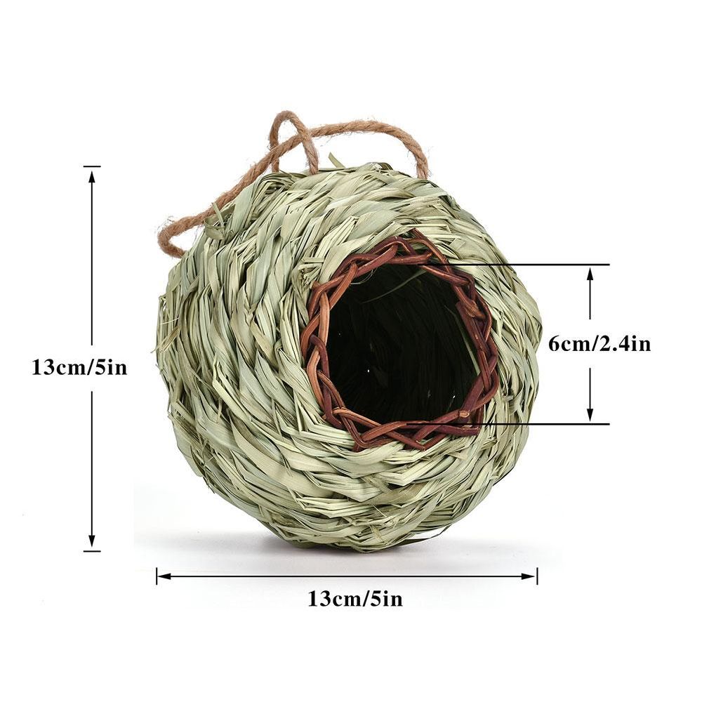 dropship Charming Decorative Hummingbird House Hand-woven Hung Straw Nest Natural Grass Hung Bird for Garden Patio Lawn Office Indoor