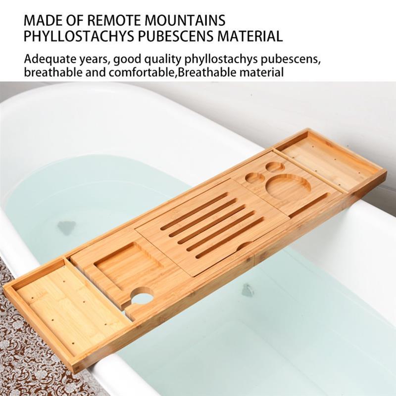 dropship Bathtub Serving Tray Bamboo Bath Bridge Useful Storage Rack Shelf Telescopic Tablet Holder For Bathroom Home Bathtub Rack