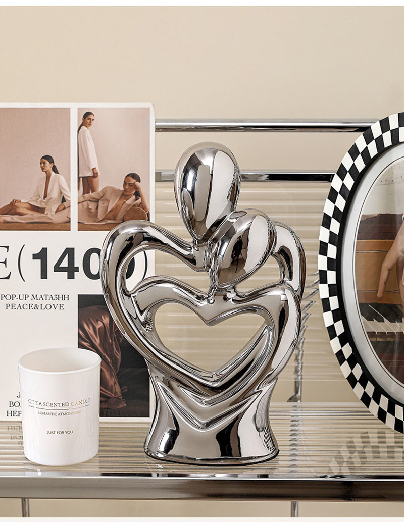 dropship NORTHEUINS Ceramic Abstract Couple Statue European Figure Lover Figurines for Anniversary Collection Home Living Room Decoration