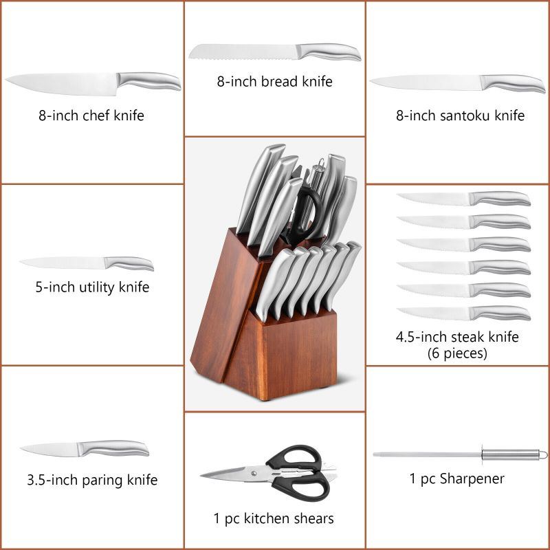 dropship Daily Necessities Kitchen Knife Set Stainless Steel Knife Block Set