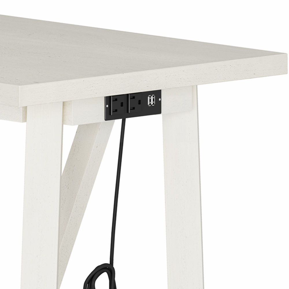 dropship Modern 5-Piece Dining Table Set with Power Outlets,Bar Kitchen Table Set with Upholstered Stools, Easy Assemble, Beige
