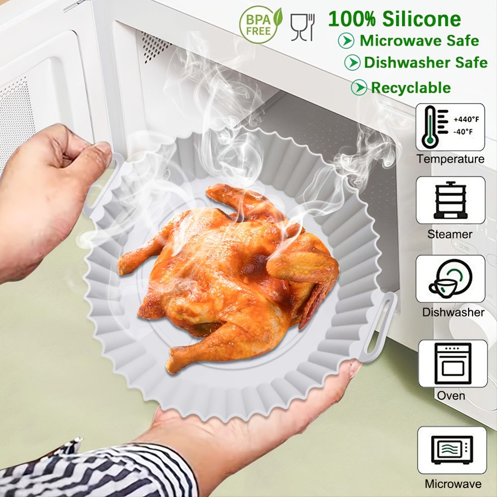 dropship 1/2pcs Air Fryer Silicone Pot; Reusable Air Fryer Liners; Silicone Air Fryer Basket; Food Safe Air Fryer Accessories
