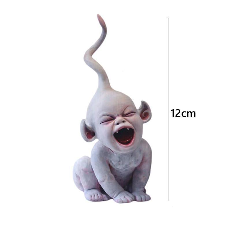 dropship Resin Zombie Baby Dolls Scary Baby Resin Figurine Ornament Collection Model Haunted Halloween Decor Props Supplies Desktop Decor