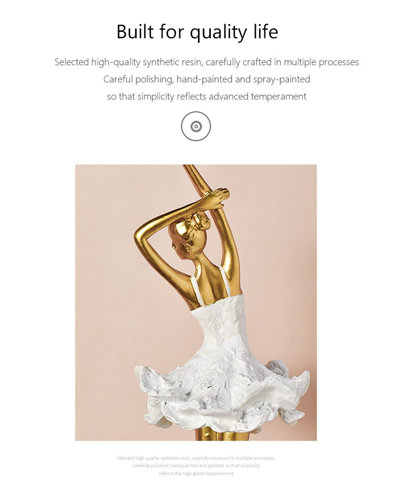 dropship NORTHEUINS Resin Ballet Dancer Figurines for Interior Art Girl Statue Home Living Room Bedroom Entrance Display Decor Accessorie