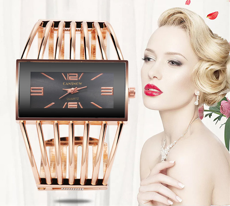 dropship Luxury Womens Watches Analog Quartz Wrist Watch Rectangular Cuff Bracelet Watch Business Casual Fashion Wrist Watches For Ladies
