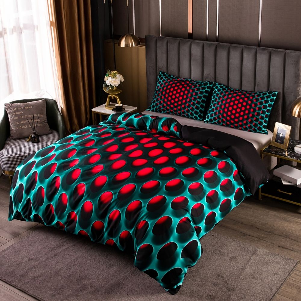 dropship 3pcs Y2K Stereoscopic Dense Holes Pattern Bedding Set; Colorful Duvet Cover Set (Without Quilt)