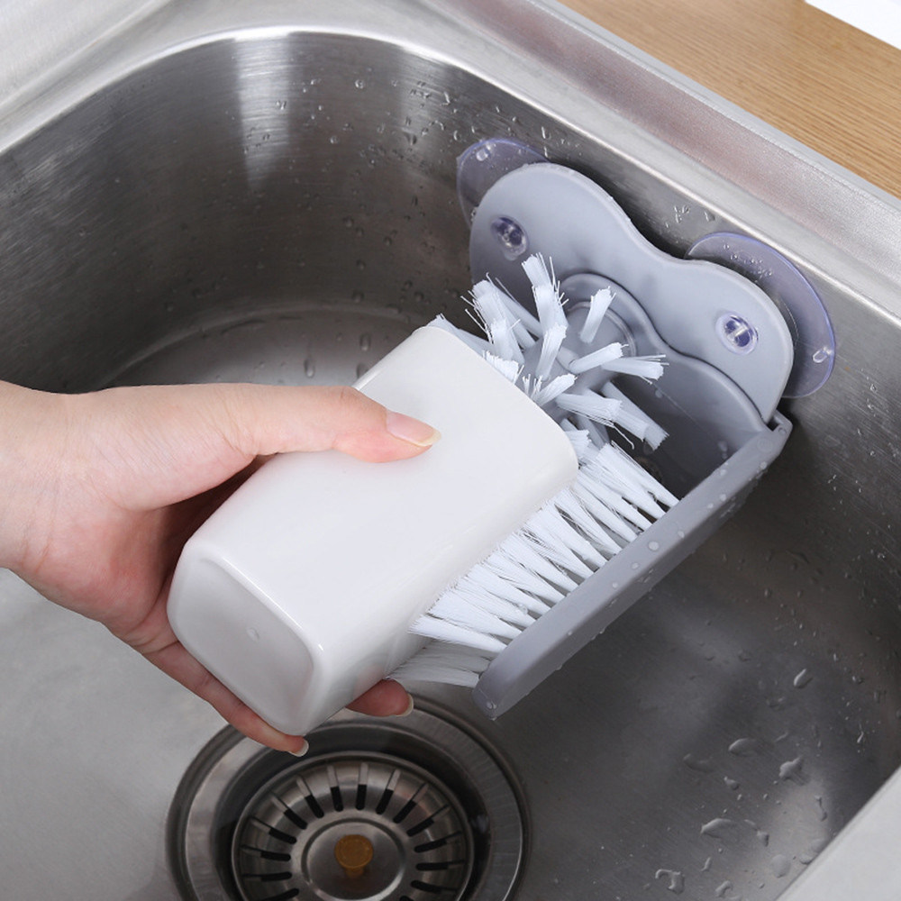 dropship Creative Suction Cup Glass Bottle Cleaning Brush Kitchen Rotate Wash Cup Brush