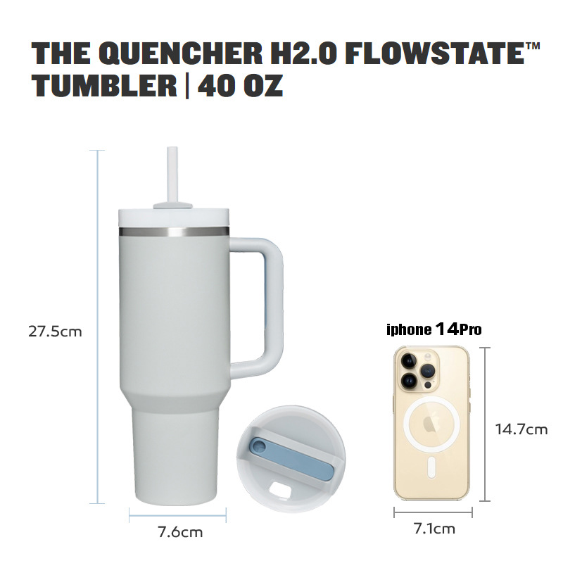 dropship 1200ml Stainless Steel Mug Coffee Cup Thermal Travel Car Auto Mugs Thermos 40 Oz Tumbler with Handle Straw Cup Drinkware New In