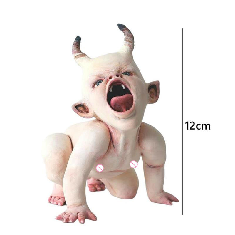 dropship Resin Zombie Baby Dolls Scary Baby Resin Figurine Ornament Collection Model Haunted Halloween Decor Props Supplies Desktop Decor