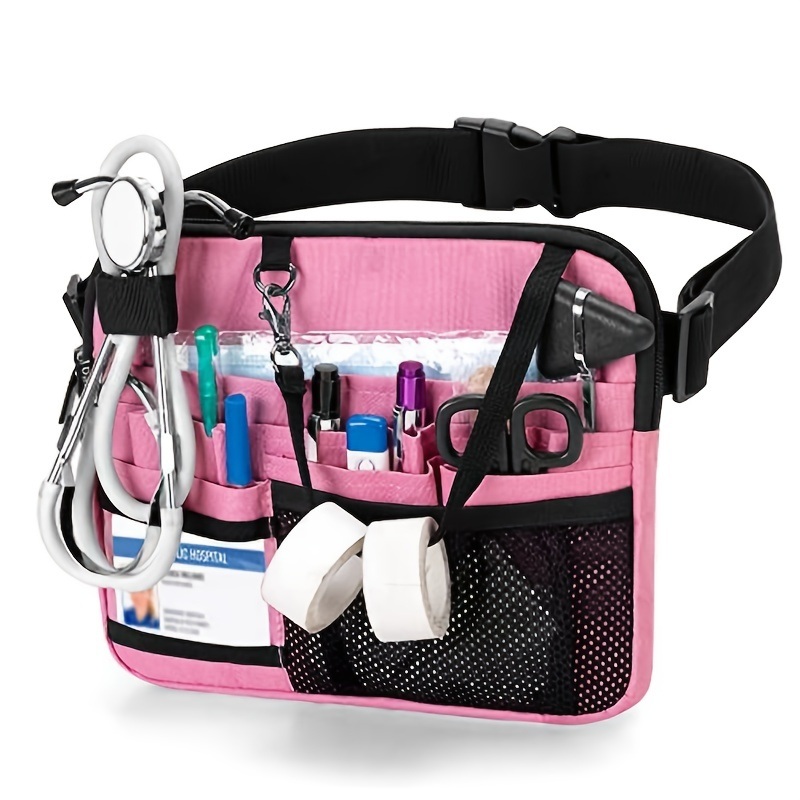 dropship 1pc Waist Bag With Medical Equipment Pocket Nurse Waist Bag Tool Belt; OPP Bag Packaging; Pink