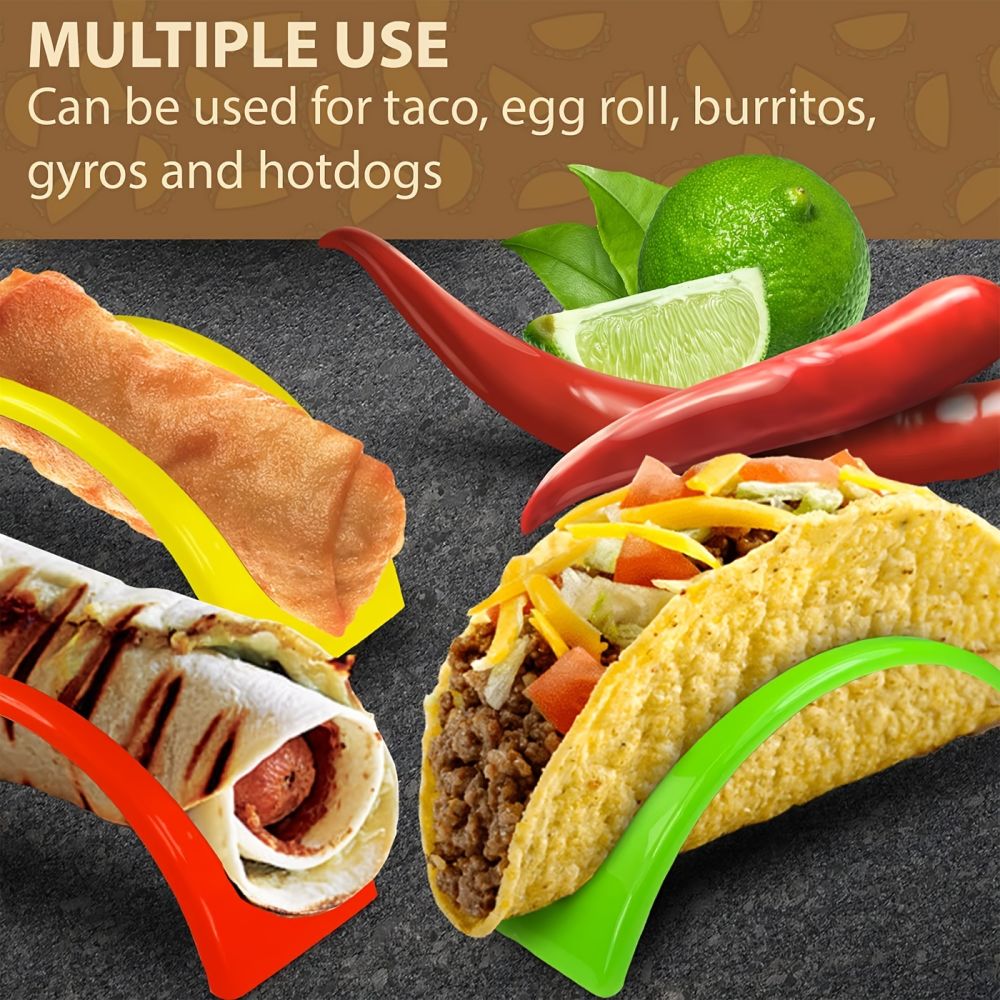 dropship 6pcs Taco Holder Stand; Non-Toxic; BPA Free; Dishwasher & Microwave Safe; Hard Plastic Taco Shell Rack; Party Serving Tray Set For Tortillas Burritos; Kitchen Supplies