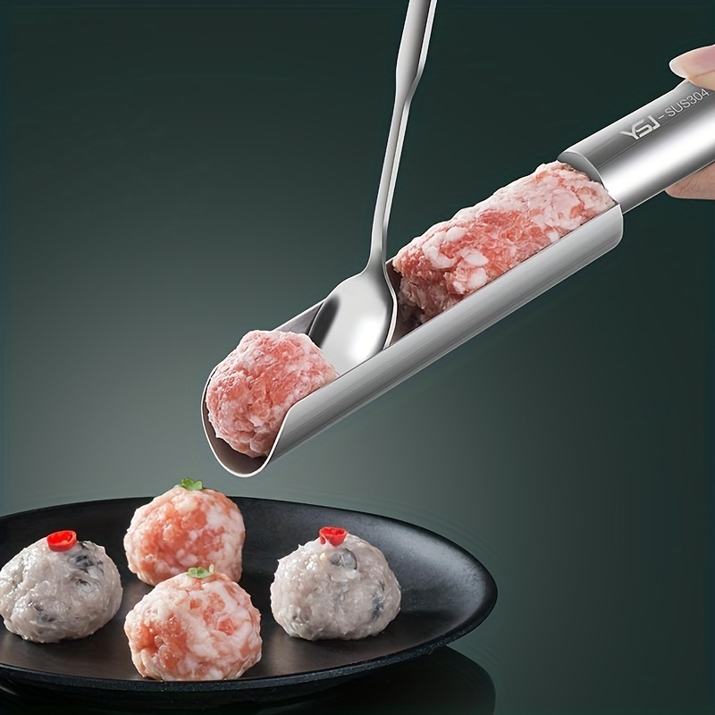 dropship 1pc Meatball Maker Stainless Steel Meatball Maker Plastic Meat Baller Spoon DIY Meatball Mold Plastic Meat Balls Fish Balls Beef Balls Processing Spoon Mold