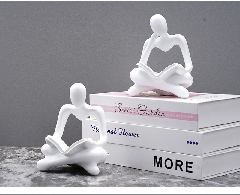 dropship NORTHEUINS Reading Man Resin Figurine for Study Room Desktop Abstract Thinker Figure Ornament Home Living Room Office Decoration