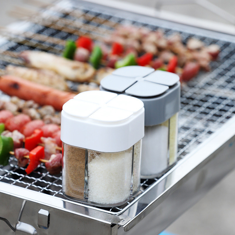 dropship Four-in-one Sauce Sub-bottling; Creative Outdoor Barbecue Portable Transparent Seasoning Box