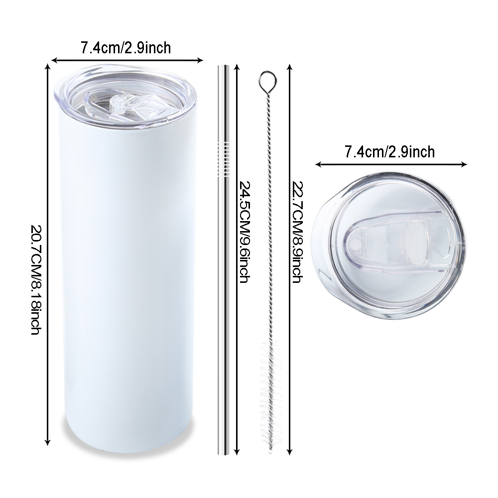dropship US Warehouse White 20Oz Stainless Steel Heat Transfer Printing Tumbler 20oz Straight Sublimation Tumbler 25PCS/Case