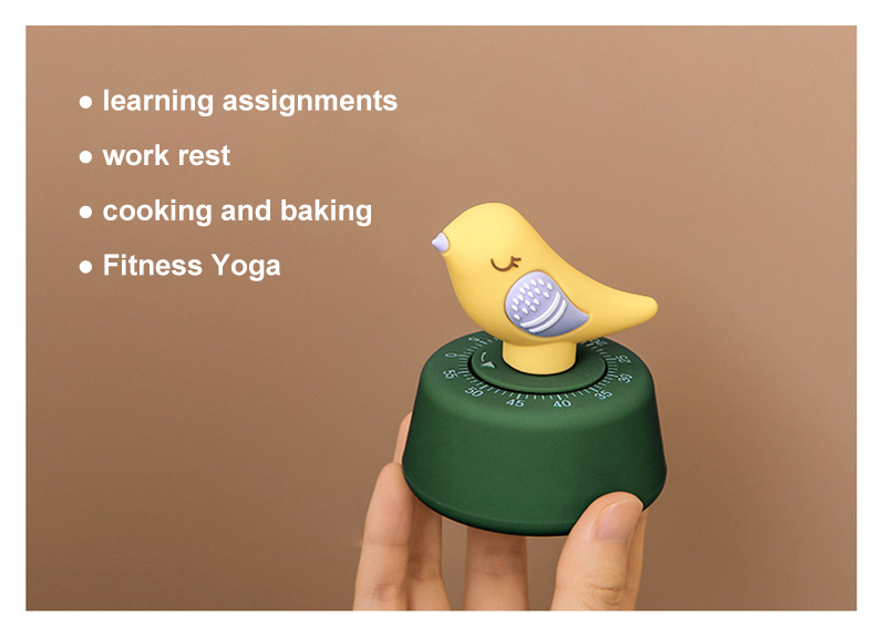 dropship Bird Timer Reminder Countdown Stopwatch Alarm 60 Minute Kitchen Cooking Learning Timers Mechanical Wind-up Counter Alarm Clocks