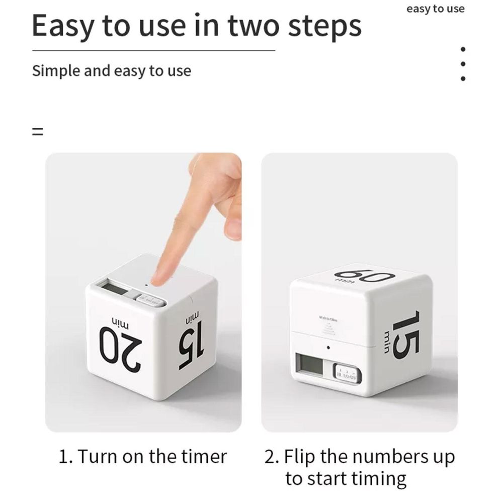 dropship Digital Display Alarm Clock Time Management PP Cube Shape Countdown Homework Study Timer Kitchen Timers for Daily Life
