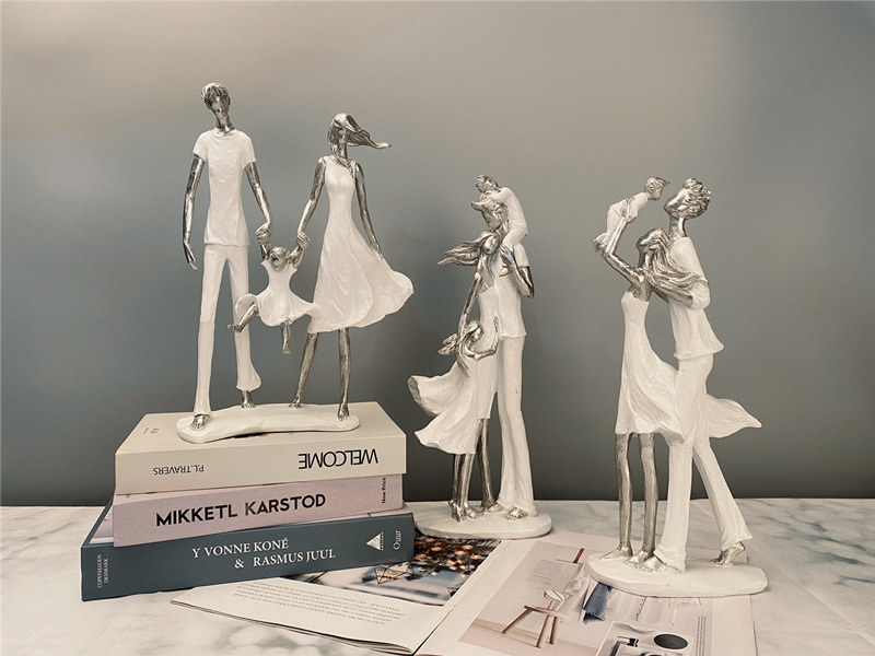 dropship NORTHEUINS Resin Family Statues Nordic Creative Abstract Figurines for Interior Home Living Room Desktop Decoration Accessories