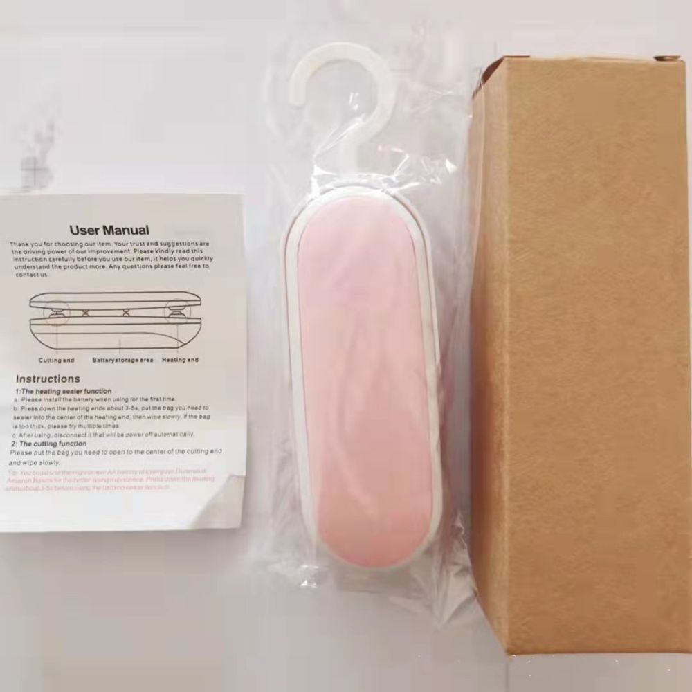 dropship 1pc Mini Bag Sealer; Portable Vacuum Plastic Sealer With Hook; 2-in-1 Heat Sealer With Cutter; Storing Kitchen Food
