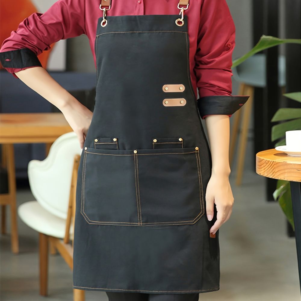 dropship 1pc Apron; Waterproof And Oil-proof Apron With Pockets; Universal Apron For Women And Men; For Coffee Bar; Restaurant; Multipurpose Aprons 29.5in*27.5in