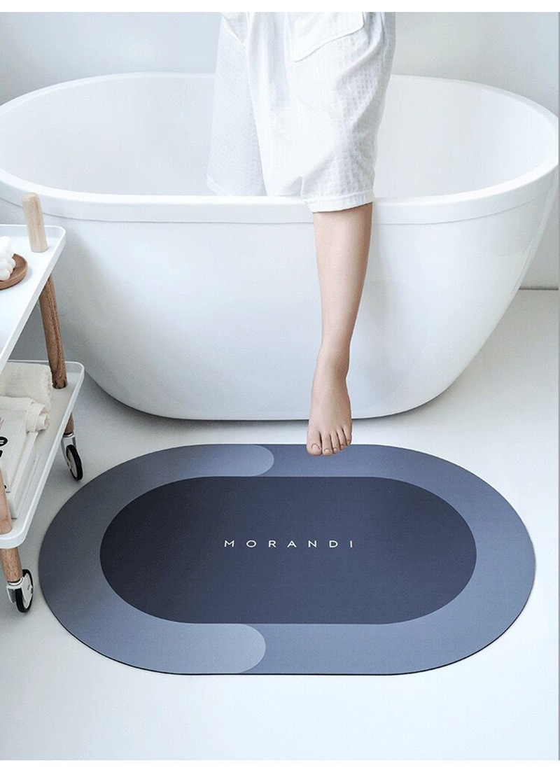dropship 1pc Diatom Mud Oval Classic Floor Mat; Super Absorbent Floor Mat; Quick Dry Bath Mats For Bathroom Floor; Non-Slip Bathroom Rugs; Easy To Clean