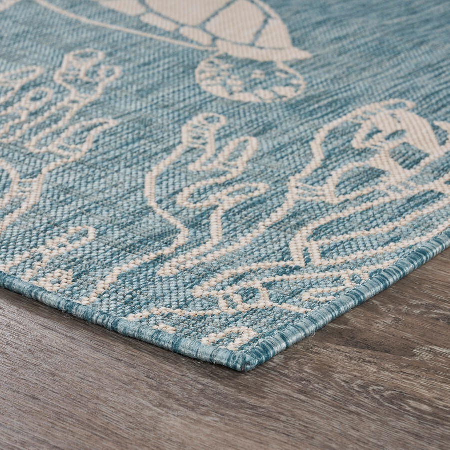 dropship Home Decor Coastal Bordered Coral Reef Indoor/Outdoor Accent Rug