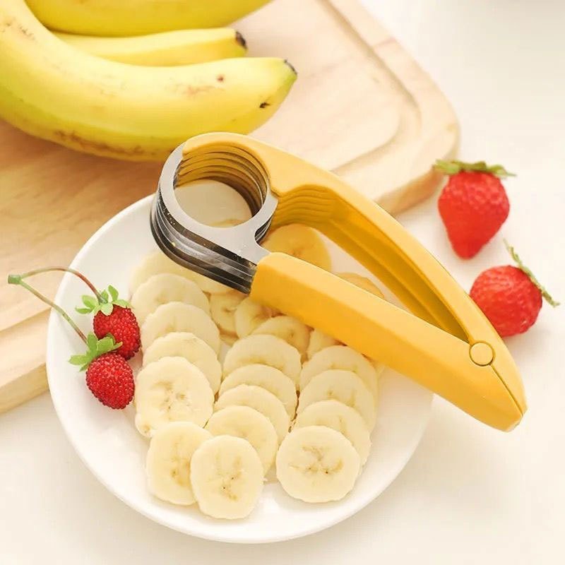 dropship 1pc Banana Slicer, Kitchen Gadget, Stainless Steel Blade, Banana Slicer, Cucumber, Ham, Can Be Used With 6.88in*2.04in
