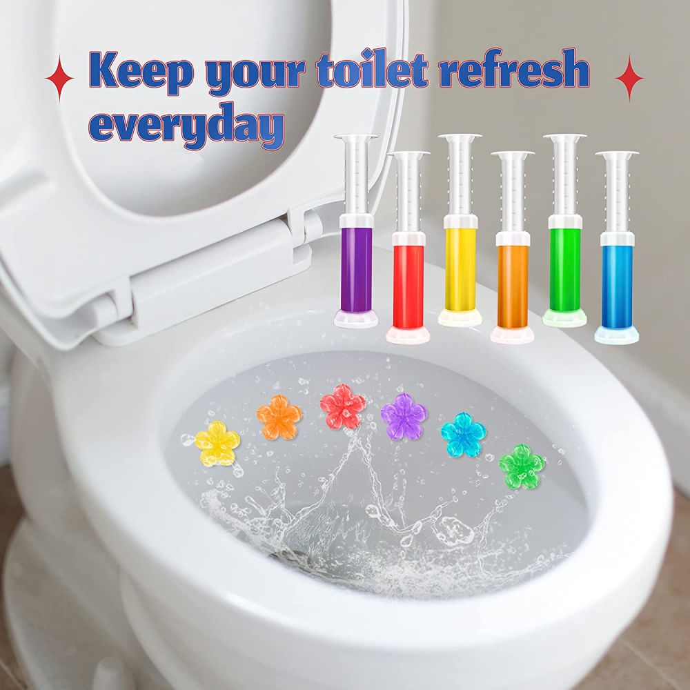 dropship 1pc/6pcs Toilet Gel Stamp Flower Fragrance Bathroom Deodorizer Bowl Cleaner Toilet Wand Refills