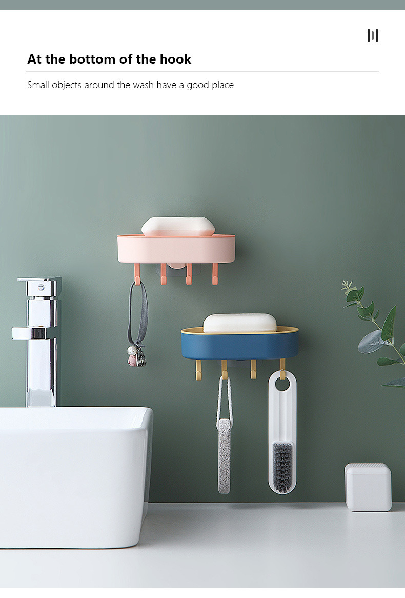dropship Creative Draining Soap Box with Hook Household Double-Layer Punch-free Wall-Mounted Creative Soap Holder Bathroom Soap Holder