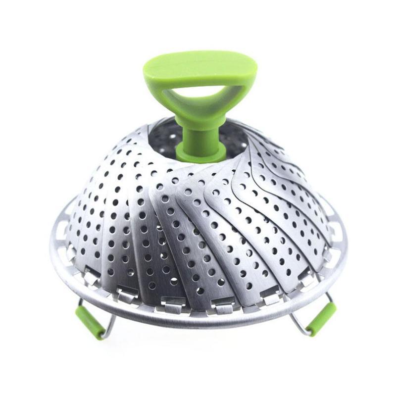 dropship Steel Folding Steamer Basket Steel Fish Steamed Steamer Vegetable Steamer Telescopic V0B3