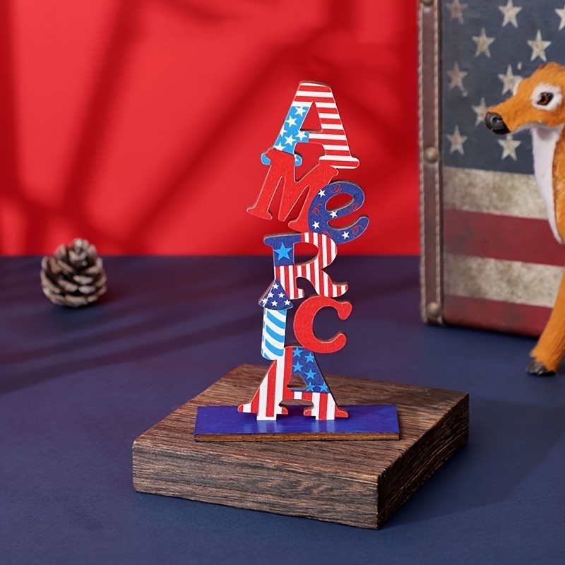 dropship 1pc Wooden Decorations; Independence Day Decorations Independence Day American Pattern Ornament Independence Day Arrangements
