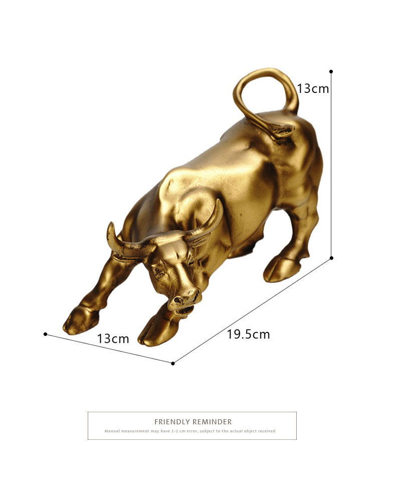 dropship NORTHEUINS Resin Wall Street Bull Figurine Cattle OX Statue Market Miam Bull Home Feng Shui Art Official Desktop Decor Sculpture
