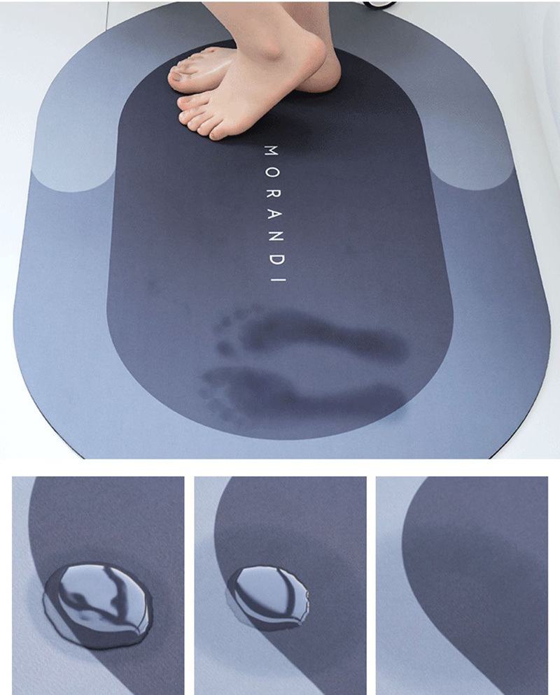 dropship 1pc Diatom Mud Oval Classic Floor Mat; Super Absorbent Floor Mat; Quick Dry Bath Mats For Bathroom Floor; Non-Slip Bathroom Rugs; Easy To Clean