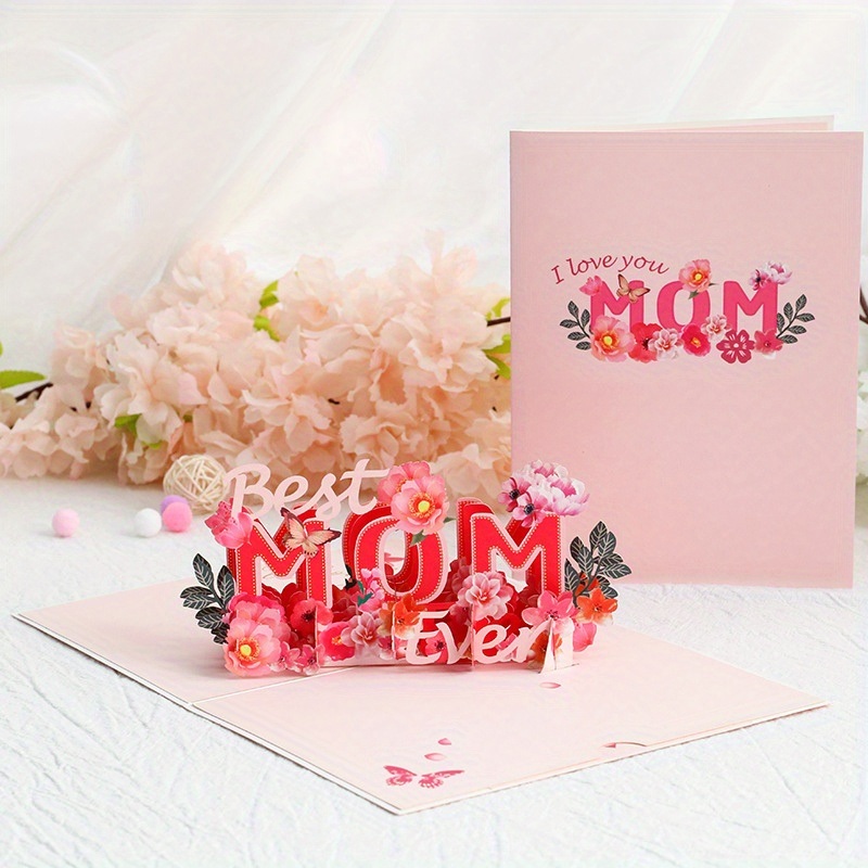 dropship 1pc Creative Happy Mother's Day Greeting Card; 3D Blessing Card Paper Carving Best Mom Ever Thank You Card