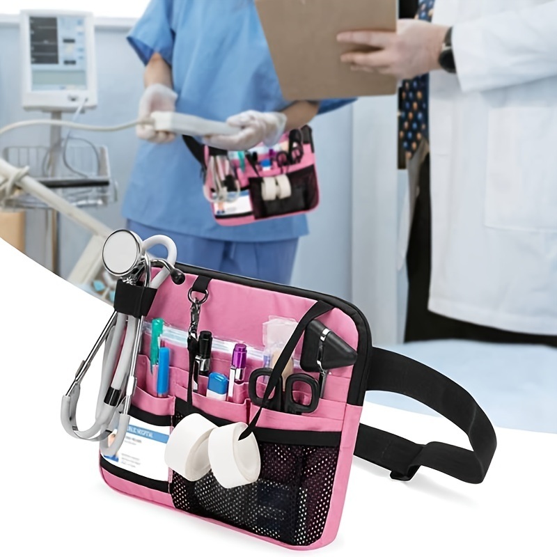 dropship 1pc Waist Bag With Medical Equipment Pocket Nurse Waist Bag Tool Belt; OPP Bag Packaging; Pink