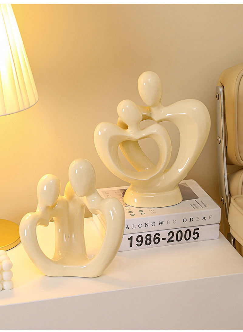dropship NORTHEUINS Ceramic Abstract Couple Statue European Figure Lover Figurines for Anniversary Collection Home Living Room Decoration