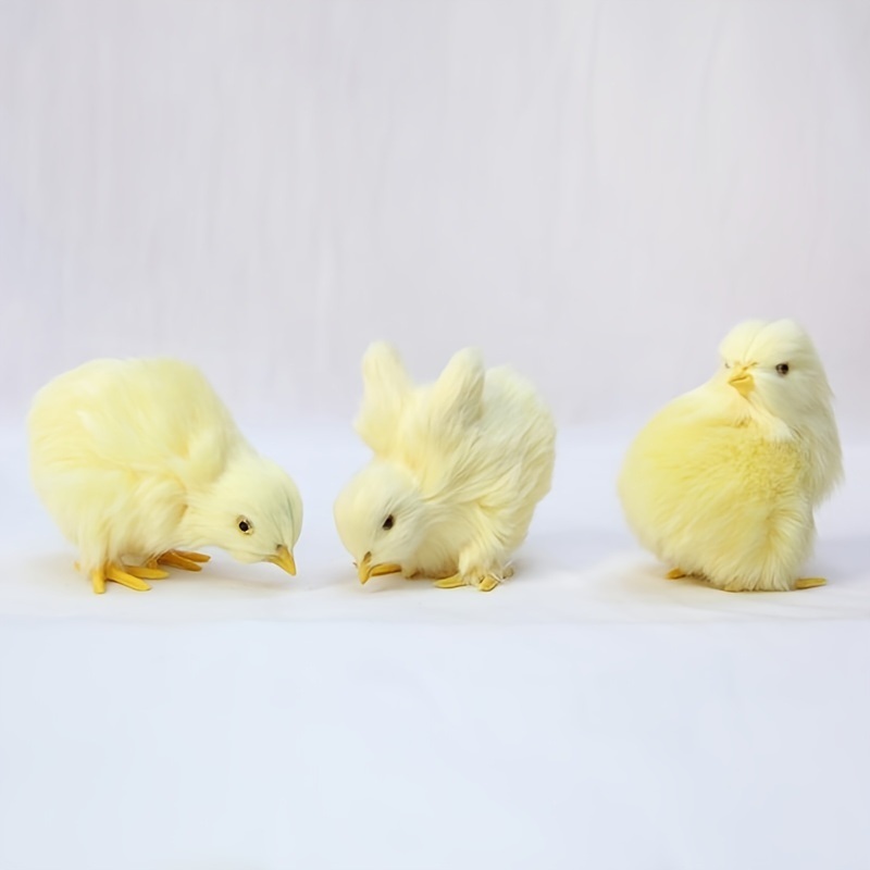 dropship 1pc Simulated Little Chick Figurine Lifelike Chicken Figurines Animal Figurine Realistic Chicken Photography Props Easter Supplies Easter Toy