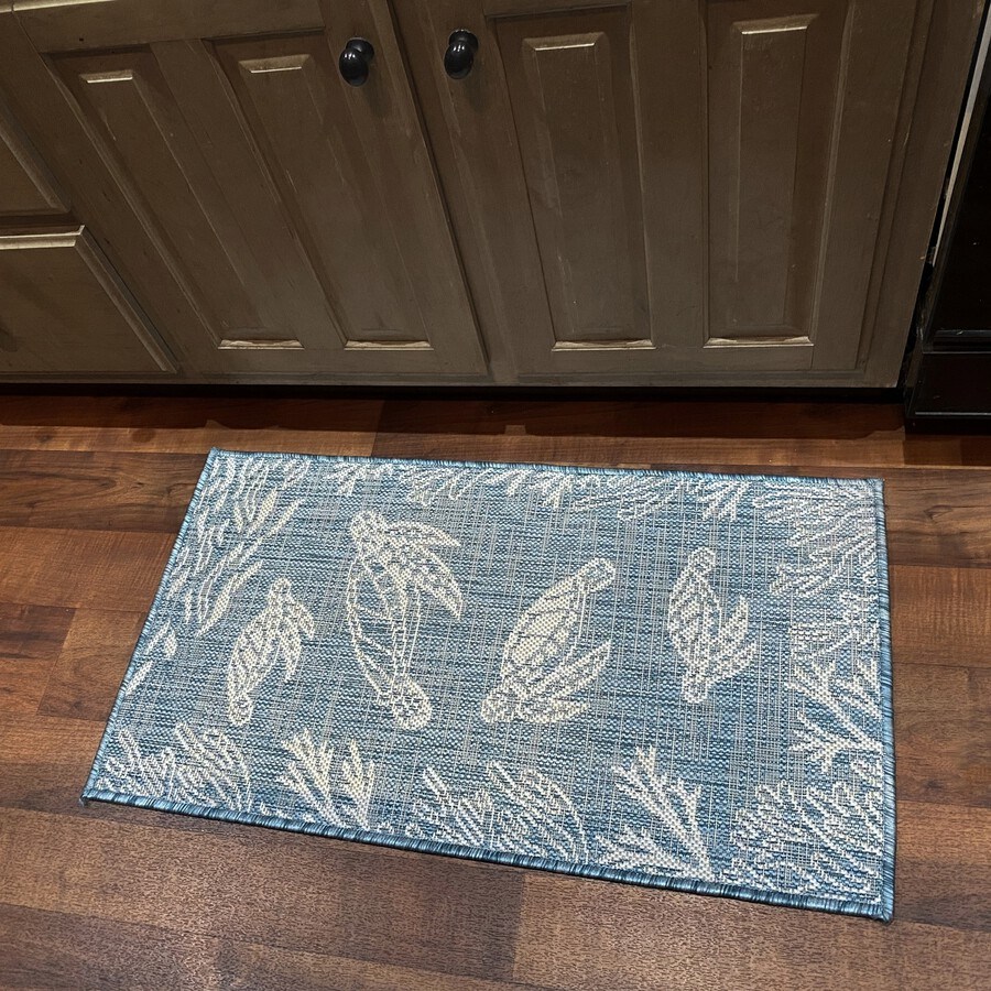 dropship Home Decor Coastal Bordered Coral Reef Indoor/Outdoor Accent Rug