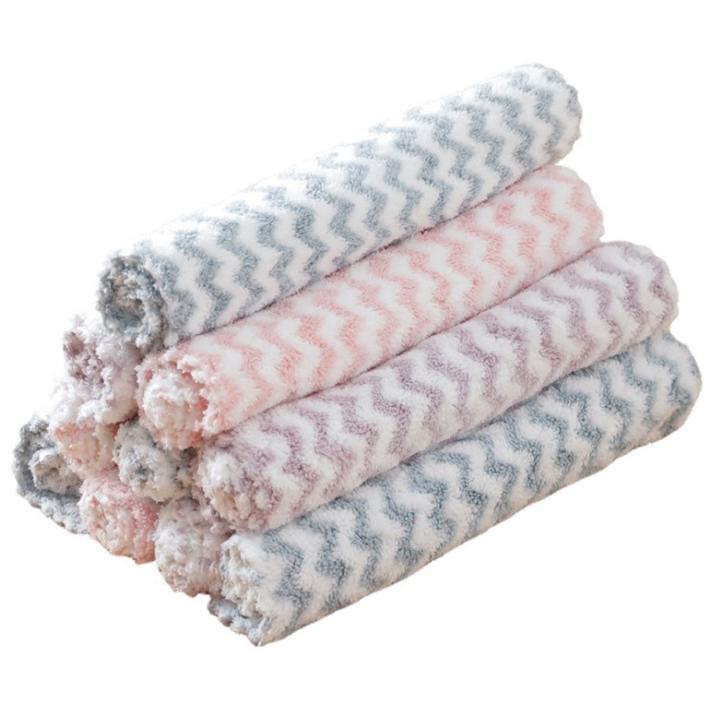 dropship 3/5pcs Coral Fleece Dish Cloth