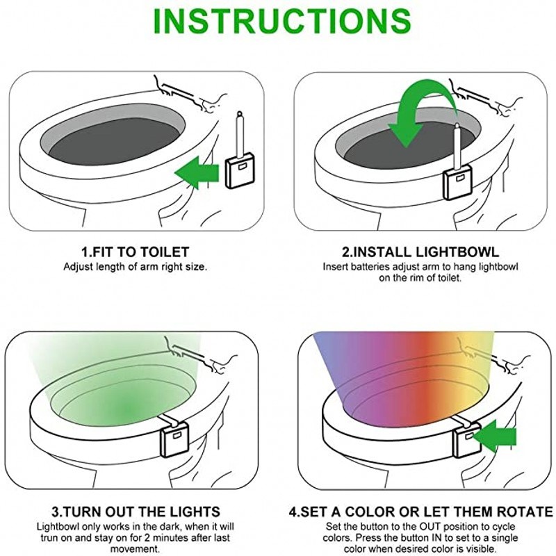dropship 1pc 16 Colors Toilet Light, Human Motion Sensor Night Light, Bathroom Accessories