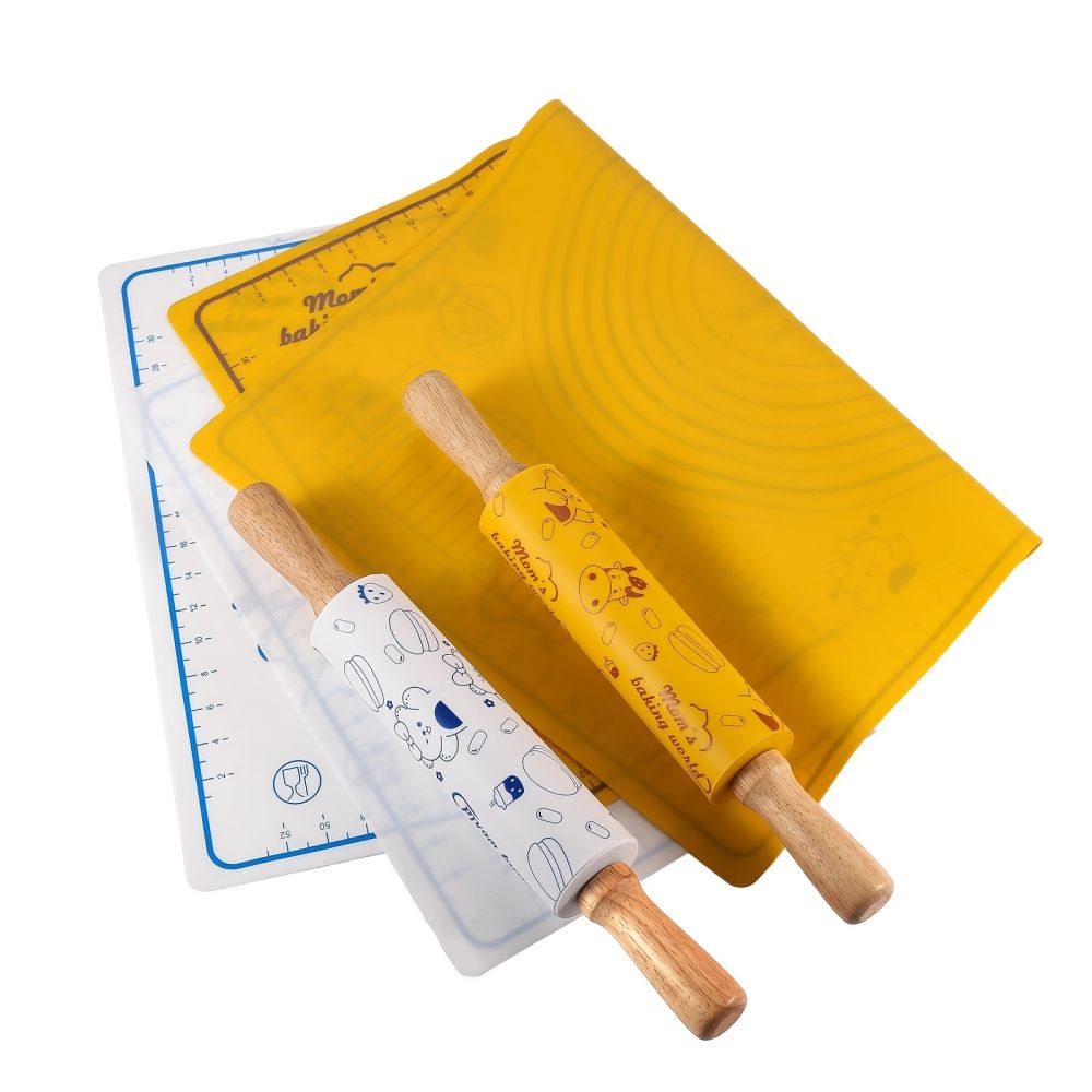 dropship 1pc Bear Cartoon Kneading Pad Rolling Pin; Baking Set